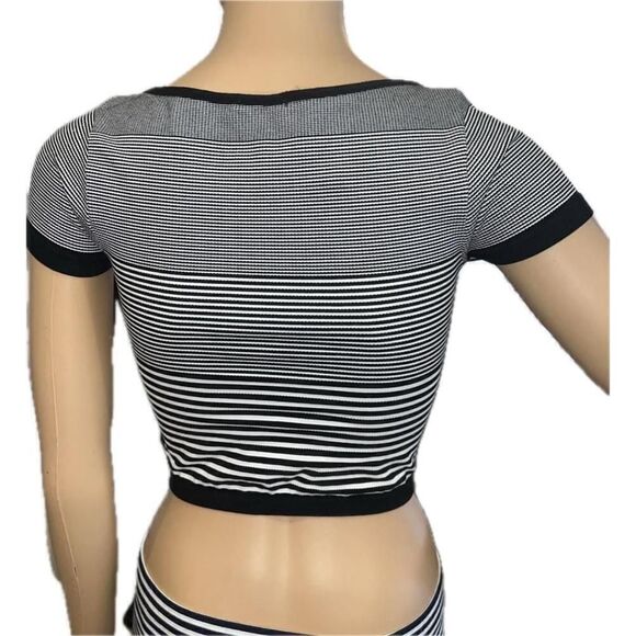 Bebe, Soft Crop Top, Black and White Stripes, Women’s Size Small - Picture 4 of 6